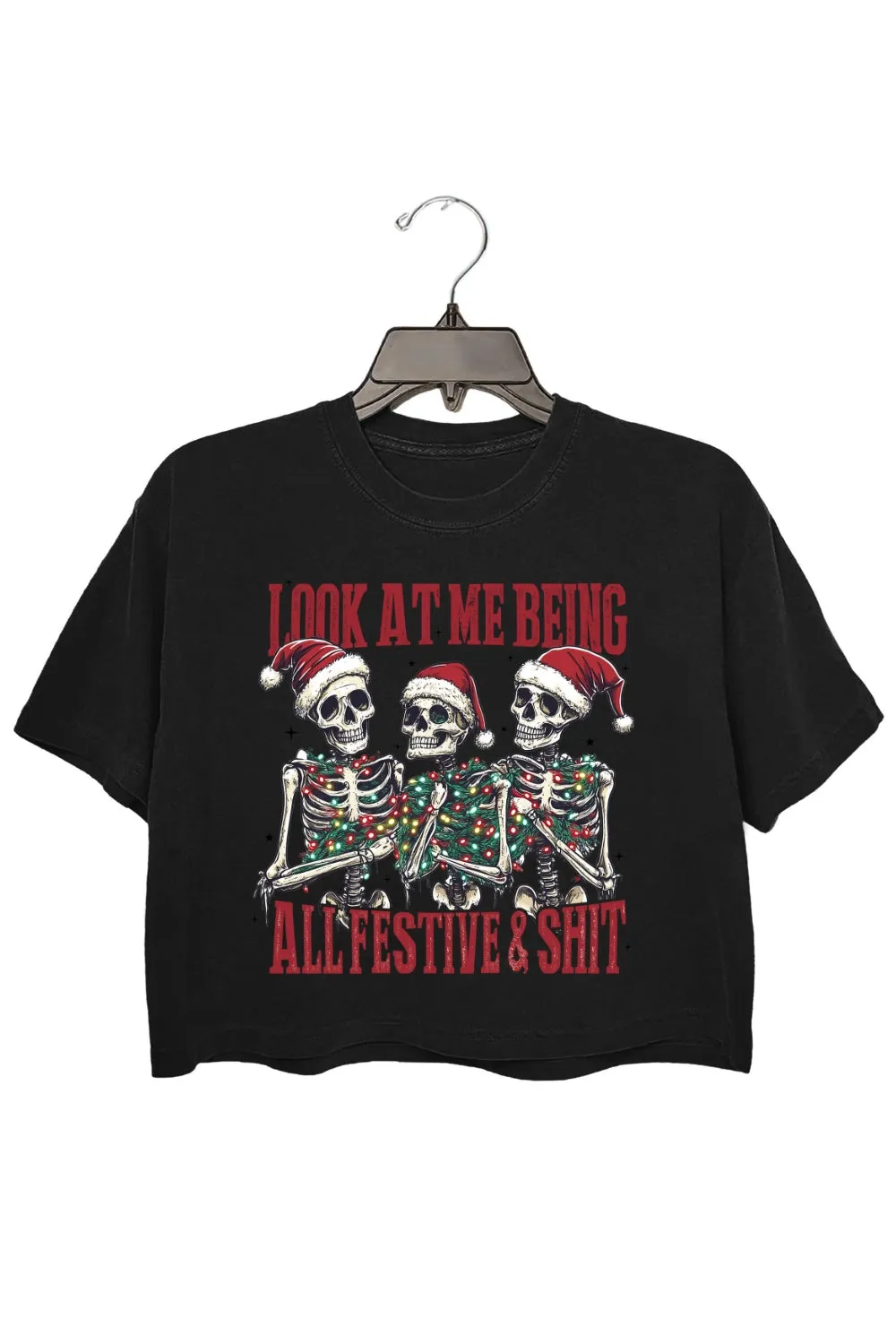 Look At Me Being All Festive And Shit Crop Top For Women sold by Fancy Tees product image thumbnail 3