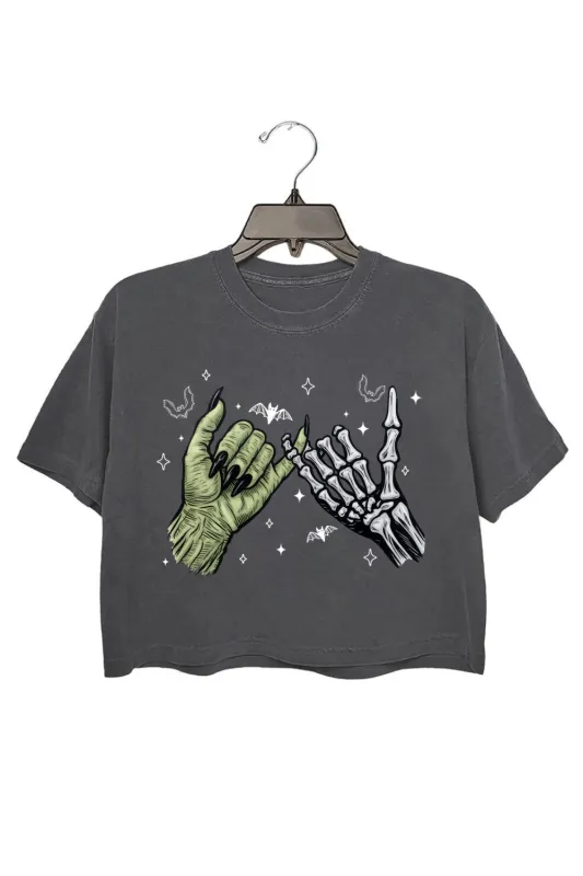 Halloween Witch Skeleton Hand Crop Top For Women sold by Fancy Tees
