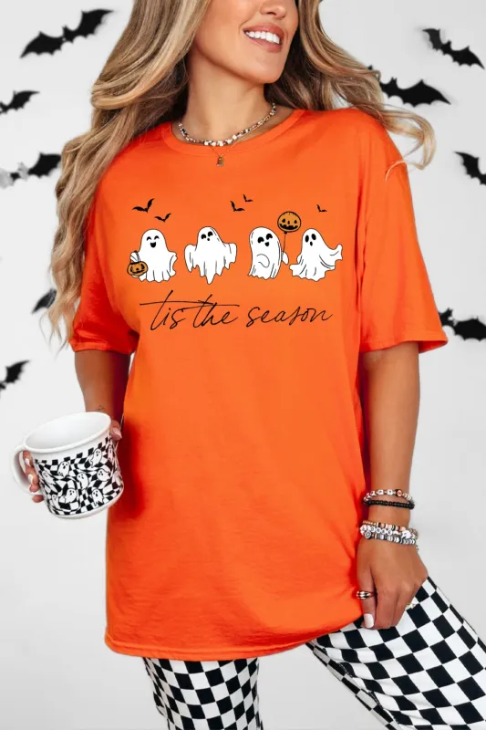 Tis The Season Halloween Pumpkin Ghost Tee For Women sold by Fancy Tees