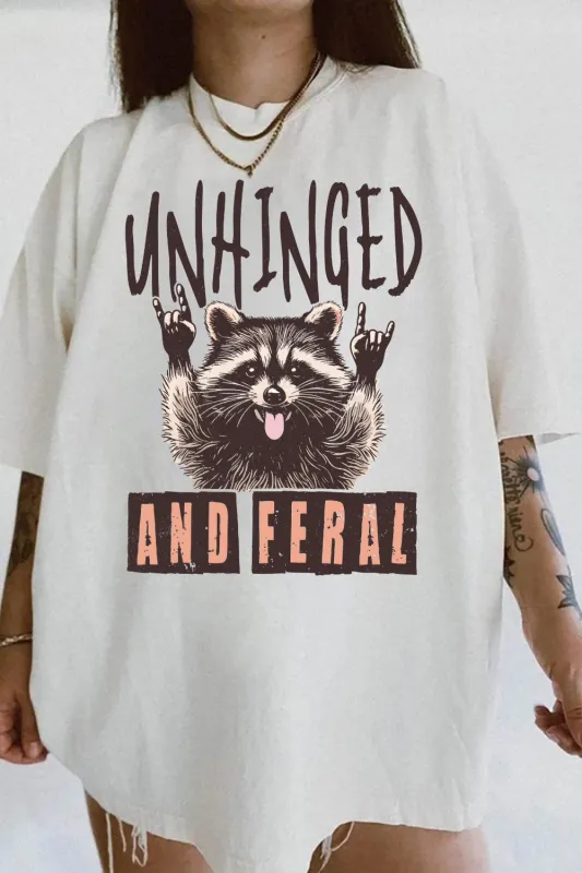 Unhinged And Feral Funny Raccoon Tee For Women sold by Fancy Tees
