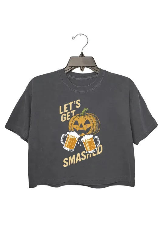 Let’s Get Smashed Halloween Beer Mug Crop Top For Women sold by Fancy Tees