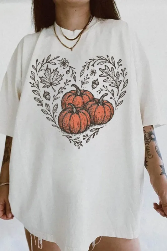 Pumpkin Heart Autumn Leaves Thanksgiving Tee For Women sold by Fancy Tees