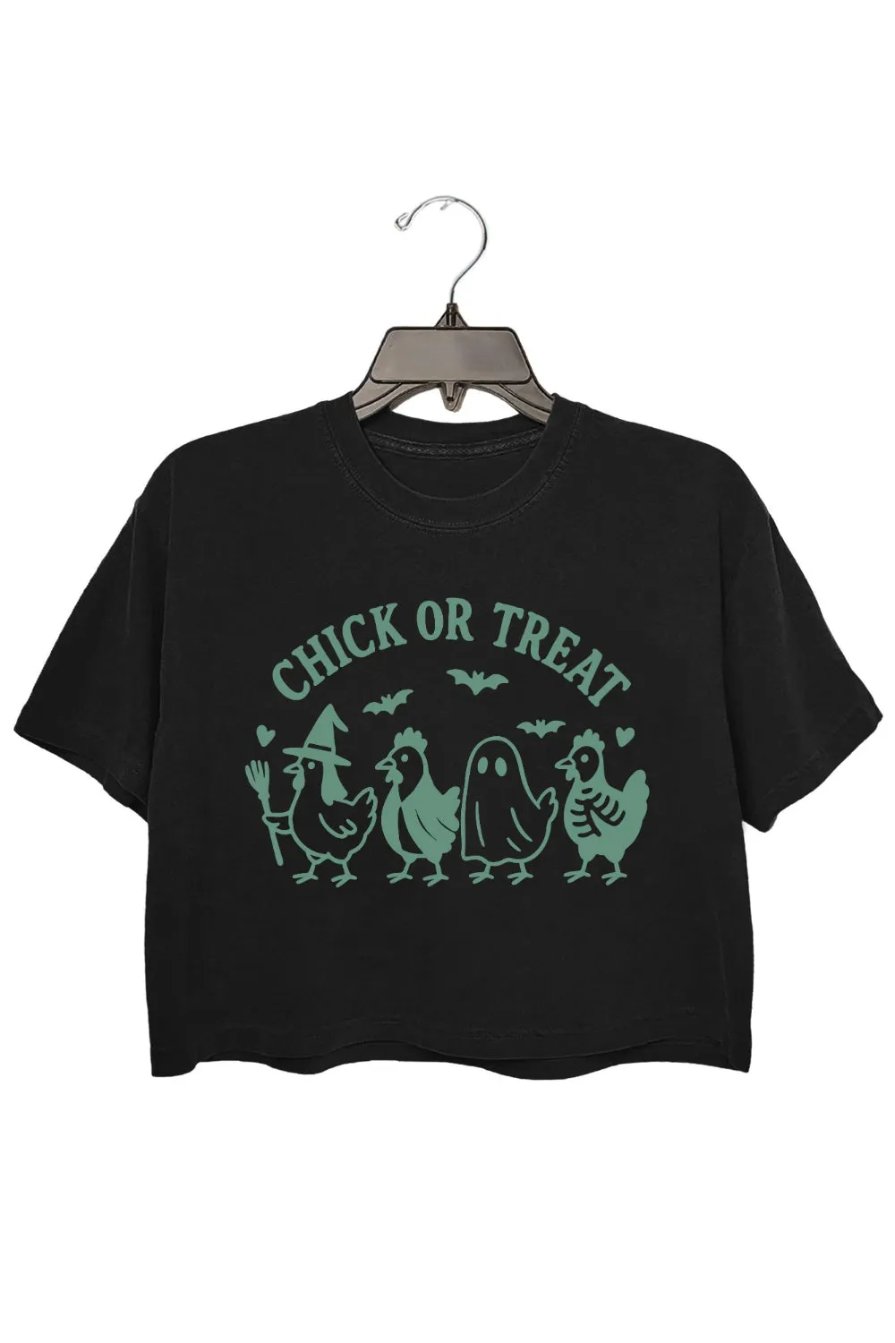 Chick Or Treat Halloween Chicken Crop Top For Women sold by Fancy Tees product image thumbnail 3