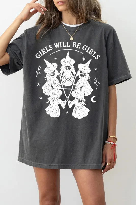Girls Will Be Girls Witch Circle Clipart Tee For Women sold by Fancy Tees