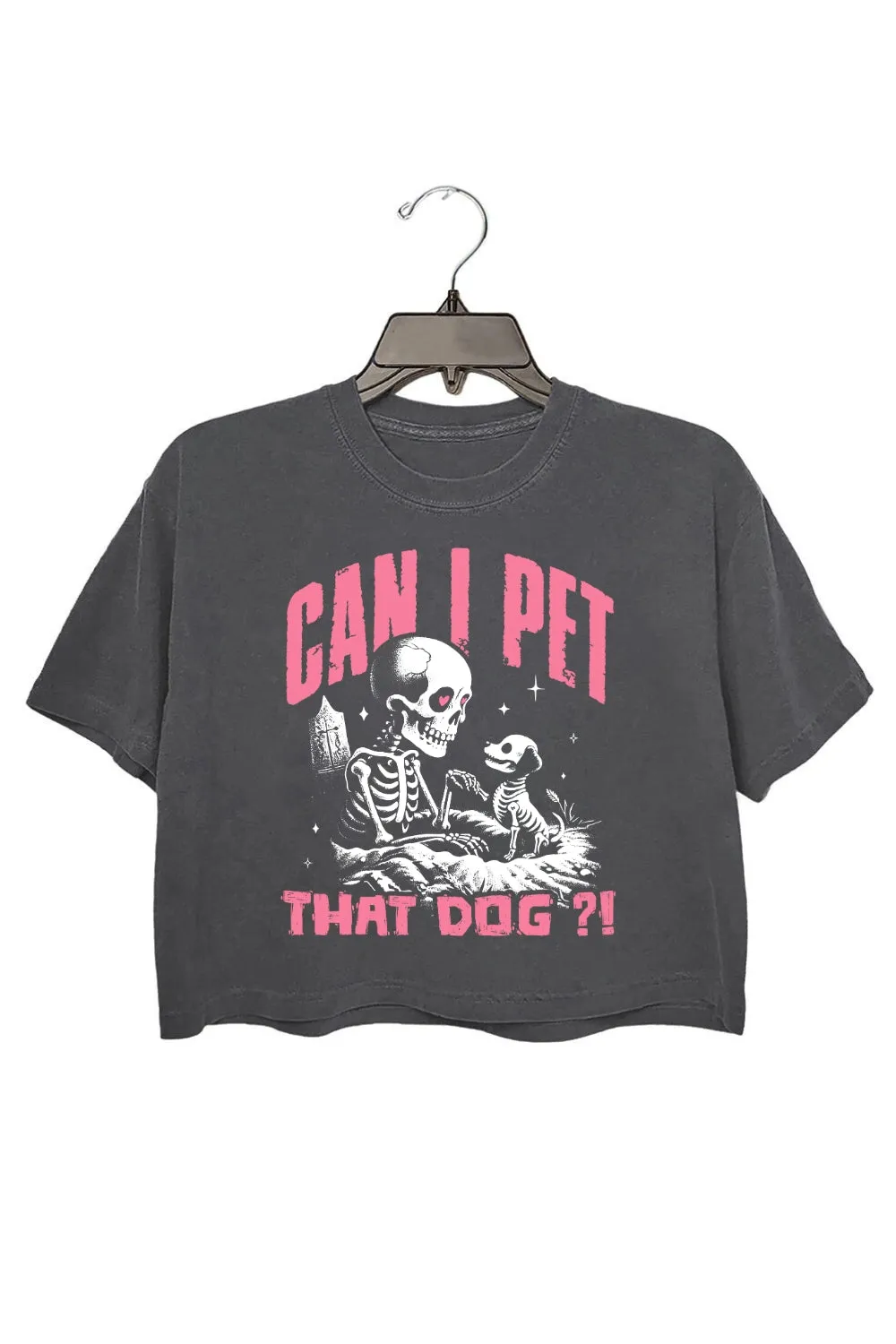 Can I Pet That Dog Skeleton Dog Crop Tee For Women sold by Fancy Tees