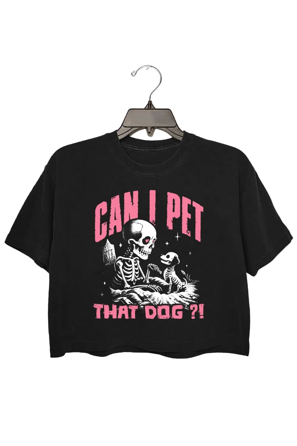 Can I Pet That Dog Skeleton Dog Crop Tee For Women sold by Fancy Tees product image thumbnail 2