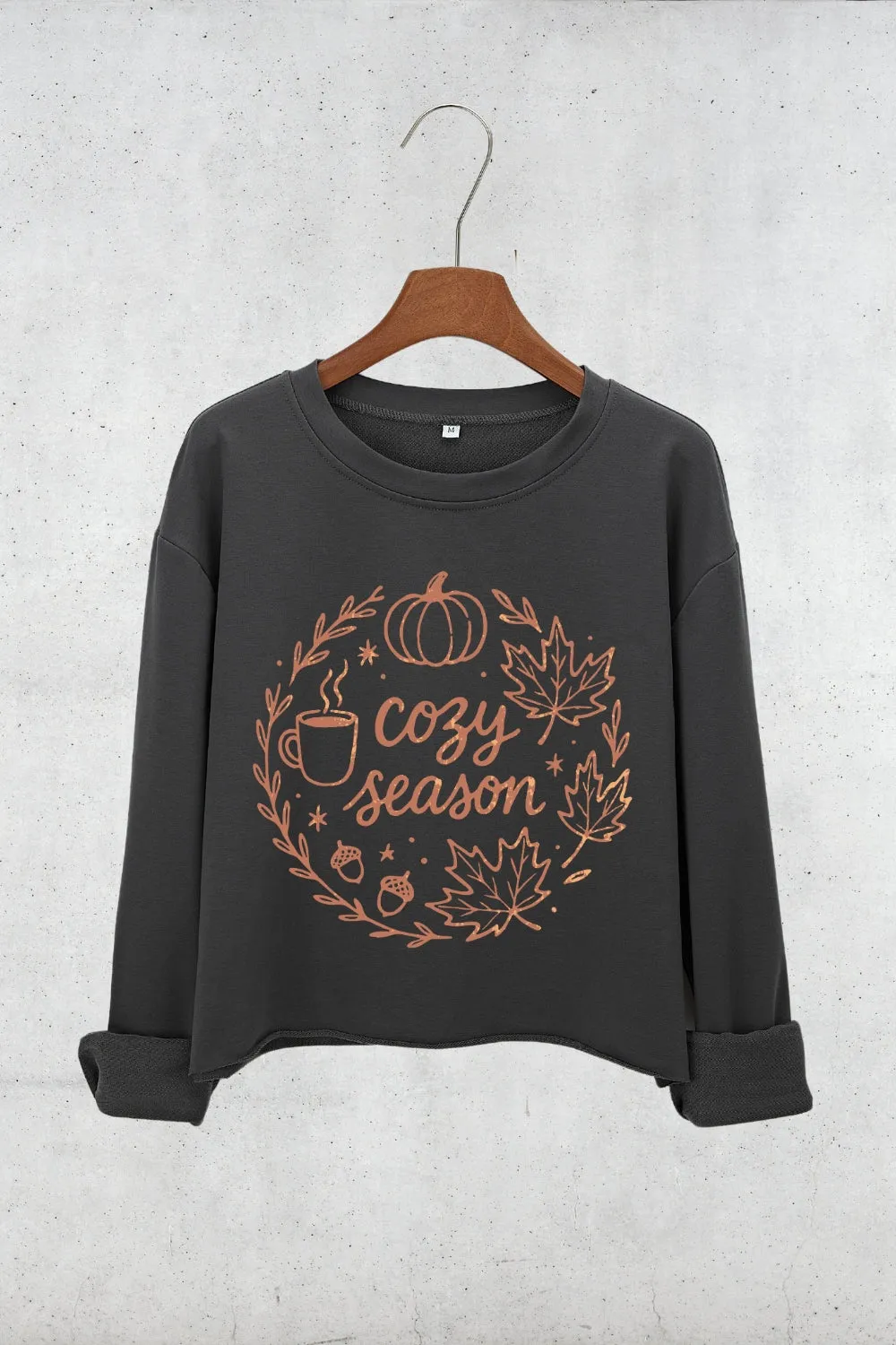 Cozy Season Autumn Leaves Crop Sweatshirt For Women sold by Fancy Tees