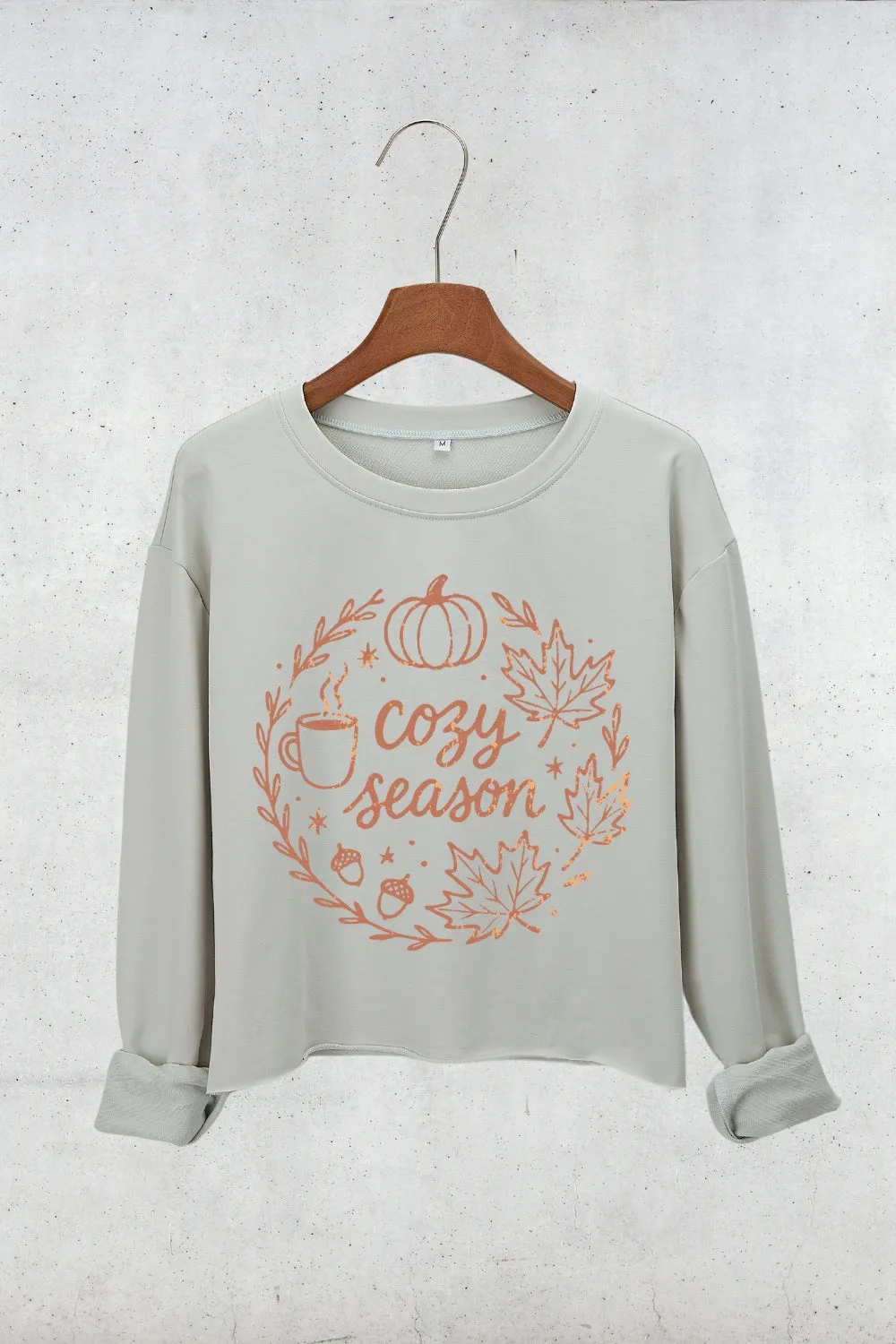 Cozy Season Autumn Leaves Crop Sweatshirt For Women sold by Fancy Tees product image thumbnail 2