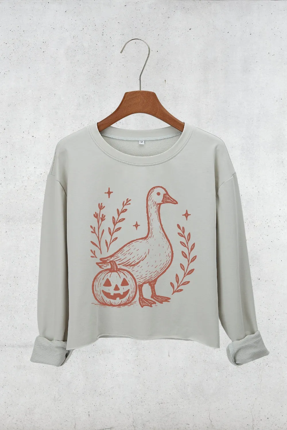 Goose And Pumpkin Halloween Crop Sweatshirt For Women sold by Fancy Tees