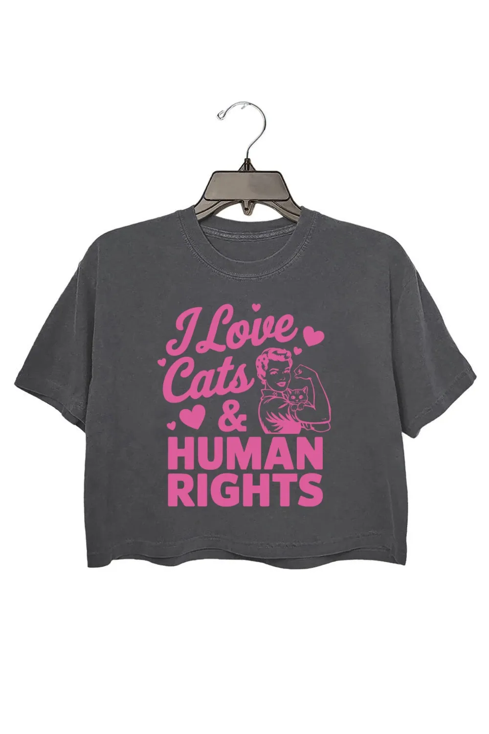 I Love Cats And Human Rights Crop Top For Women sold by Fancy Tees