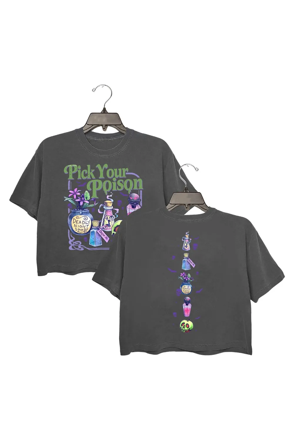 Retro Halloween Pick Your Poison 2 Sides Crop Top For Women sold by Fancy Tees