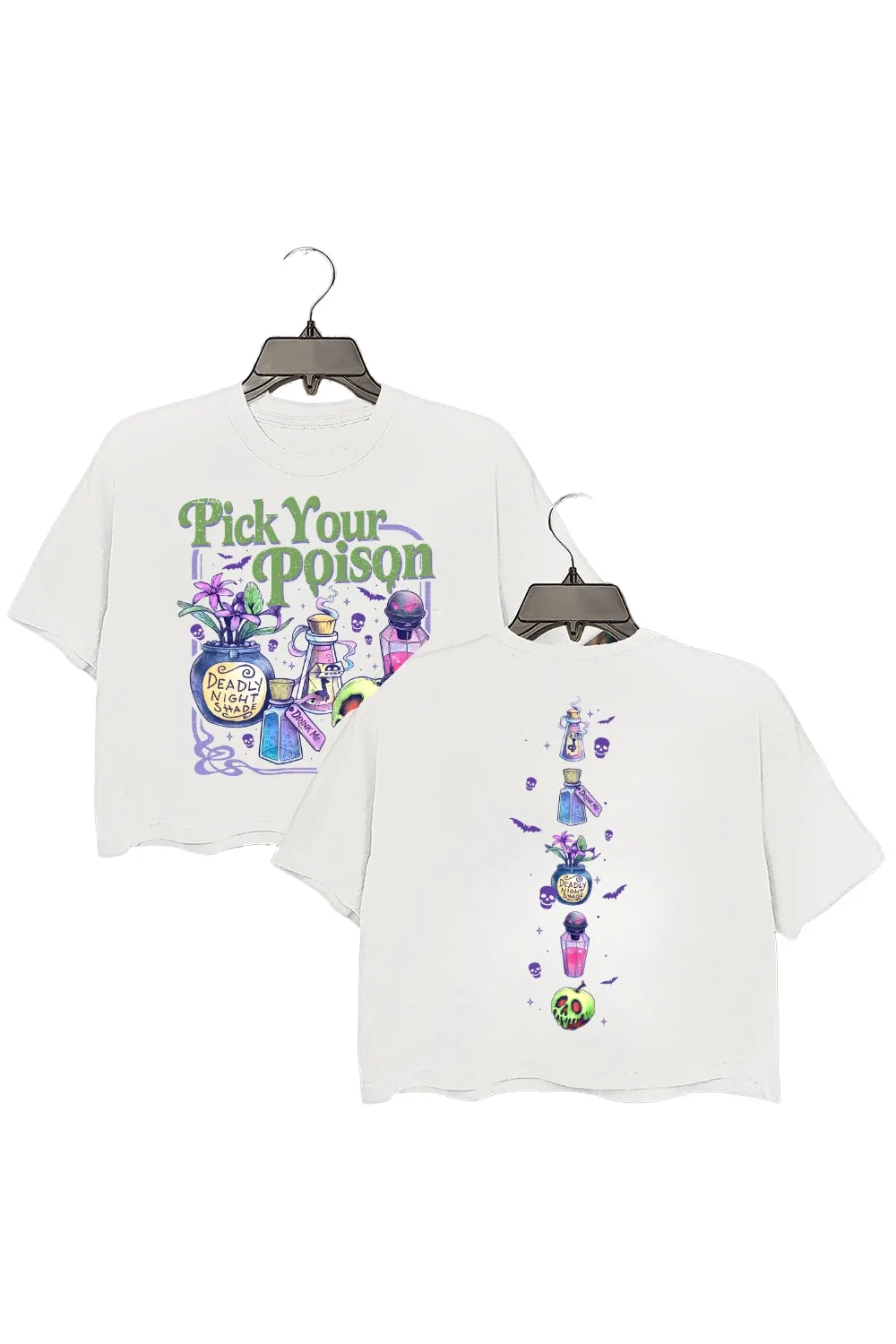 Retro Halloween Pick Your Poison 2 Sides Crop Top For Women sold by Fancy Tees product image thumbnail 2