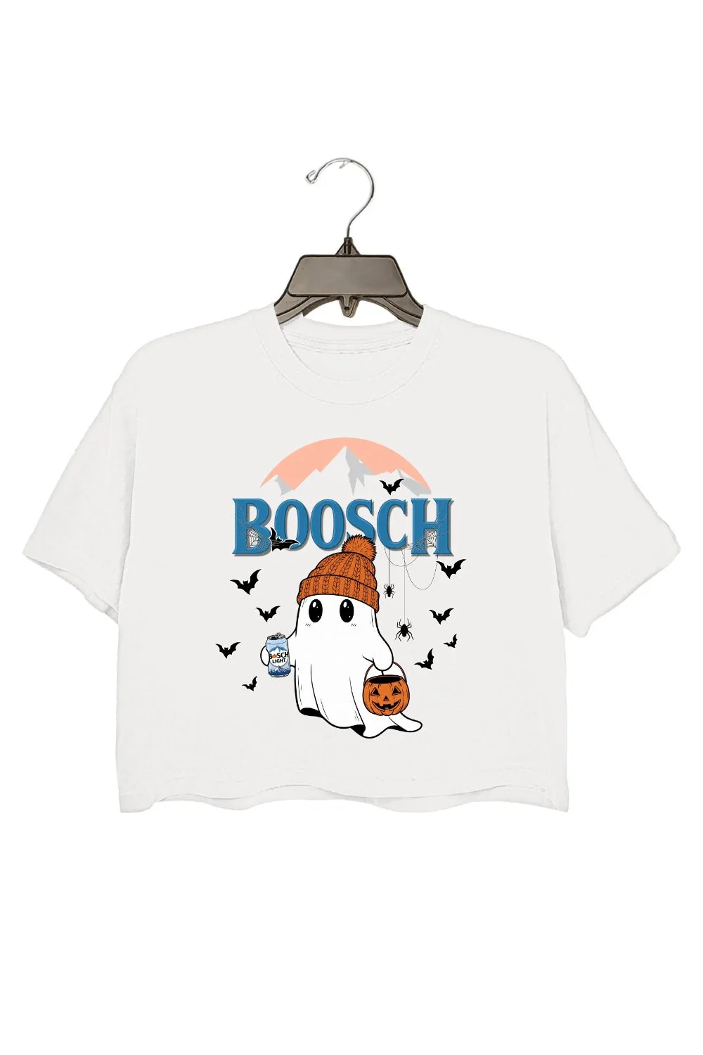 Boosch Light Ghost Halloween Crop Top For Women sold by Fancy Tees product image thumbnail 2
