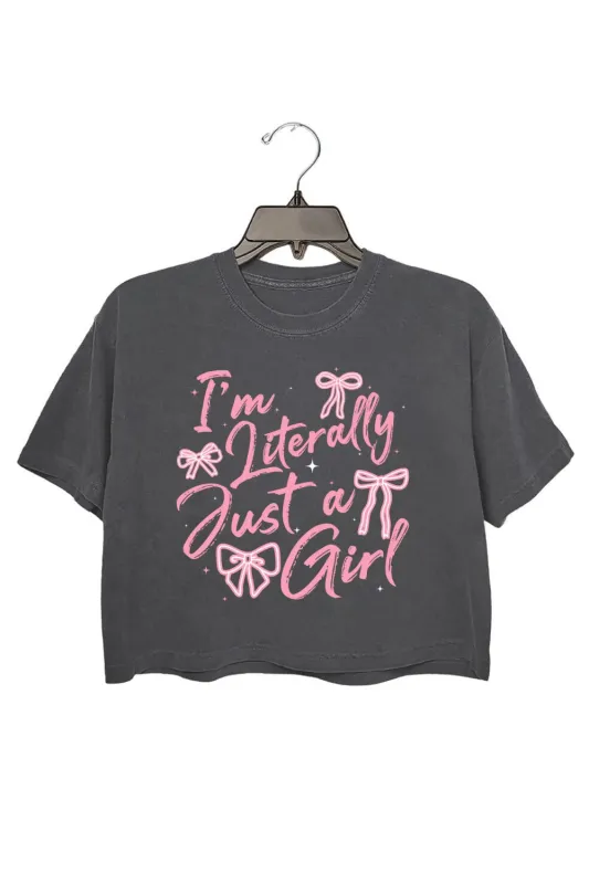 I'm Literally Just A Girl Bow Crop Top For Women sold by Fancy Tees
