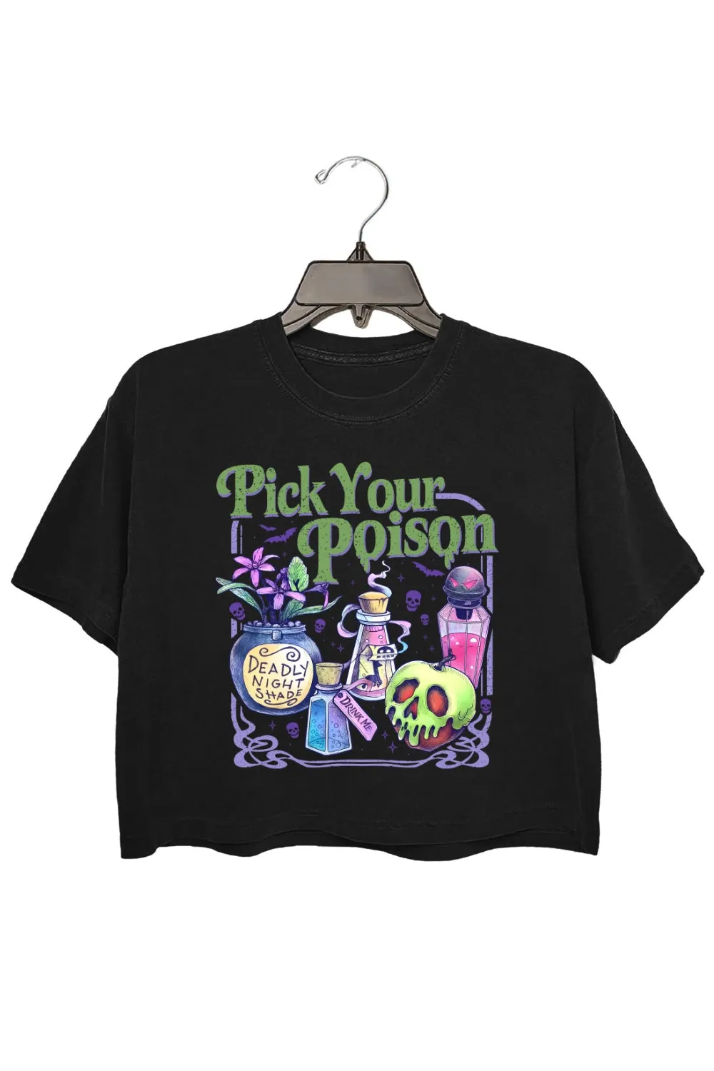 Retro Halloween Pick Your Poison Crop Top For Women sold by Fancy Tees product image thumbnail 3