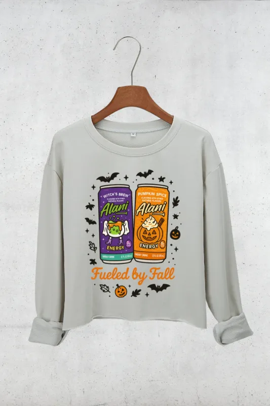 Fueled By Fall Halloween Energy Drink Crop Sweatshirt For Women sold by Fancy Tees