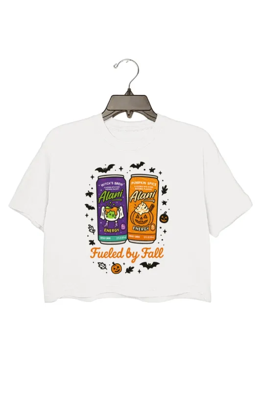 Fueled By Fall Halloween Energy Drink Crop Top For Women sold by Fancy Tees