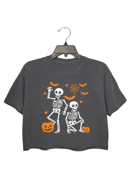 Slightly Subtle FDT Halloween Skeleton Crop Top For Women sold by Fancy Tees