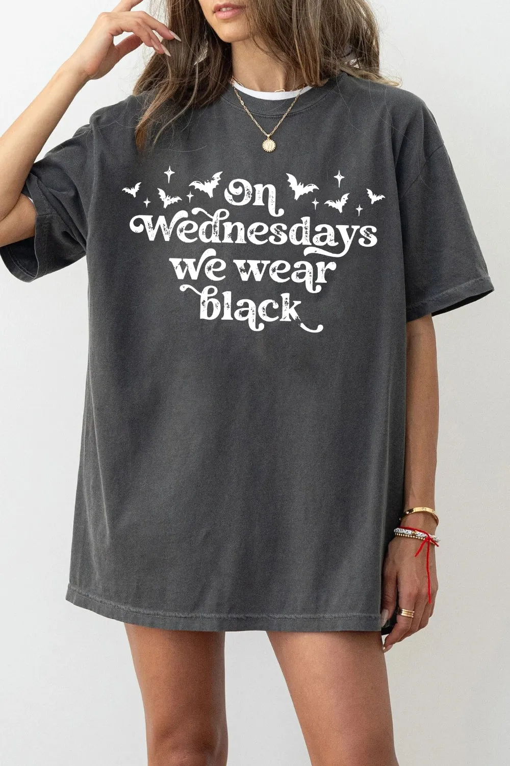 On Wednesdays We Wear Black Halloween Tee For Women sold by Fancy Tees product image thumbnail 2