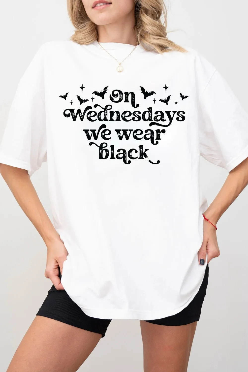 On Wednesdays We Wear Black Halloween Tee For Women sold by Fancy Tees product image thumbnail 3