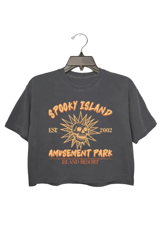 Spooky Island Retro Halloween Crop Top For Women sold by Fancy Tees