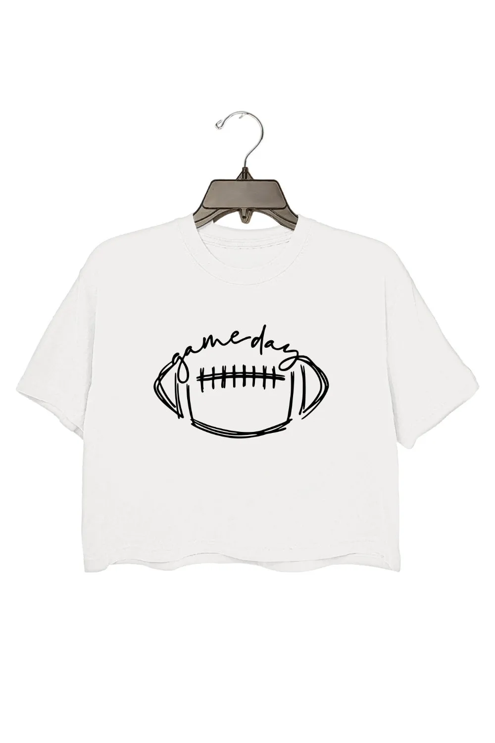 Football Gameday Hand-drawn Lines Crop Top For Women sold by Fancy Tees product image thumbnail 2