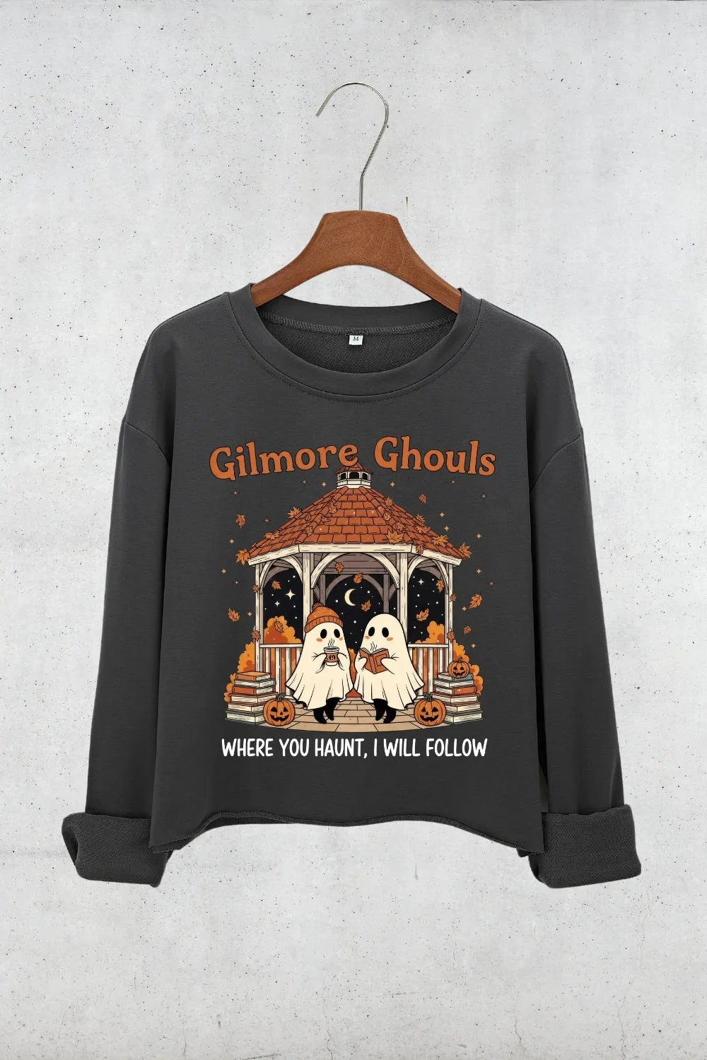 Gilmore Ghouls Halloween Spooky Crop Sweatshirt For Women sold by Fancy Tees