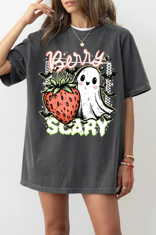 Berry Scary Spooky Strawberry Ghost Tee For Women sold by Fancy Tees