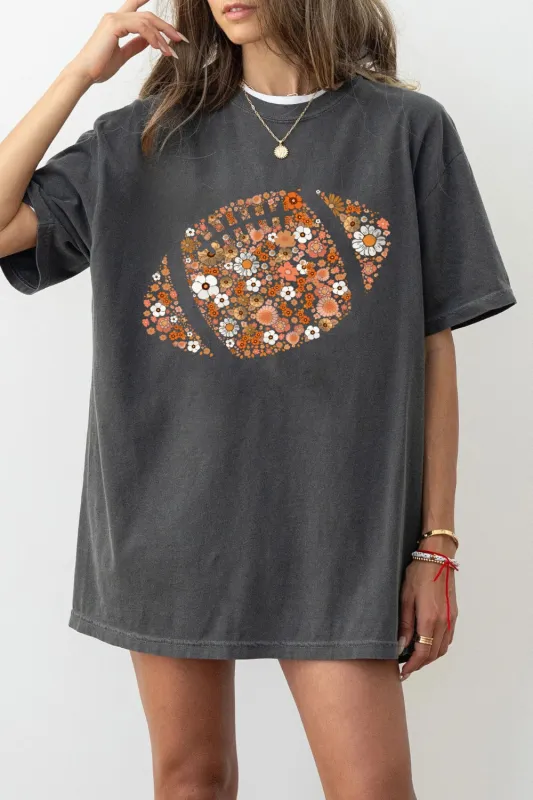 Retro Floral Football Tee For Women sold by Fancy Tees