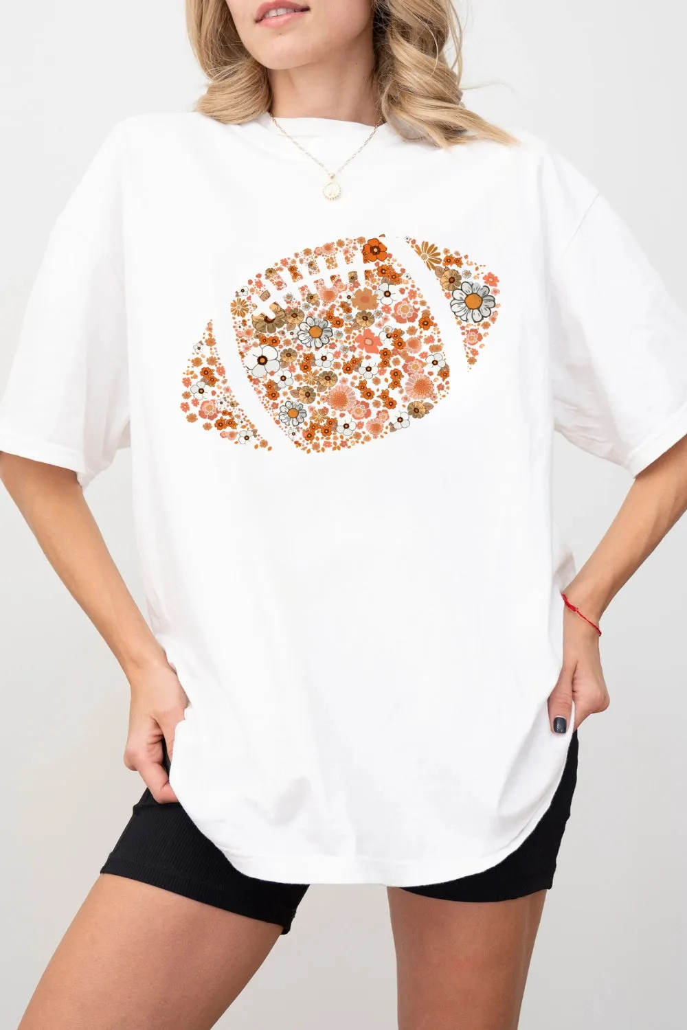 Retro Floral Football Tee For Women sold by Fancy Tees product image thumbnail 2