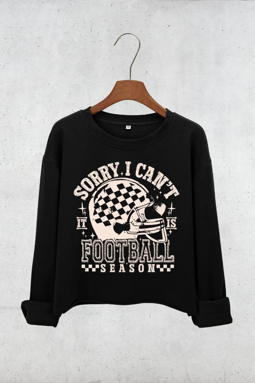 Sorry I Can't It Is Football Season Crop Sweatshirt For Women sold by Fancy Tees product image thumbnail 3