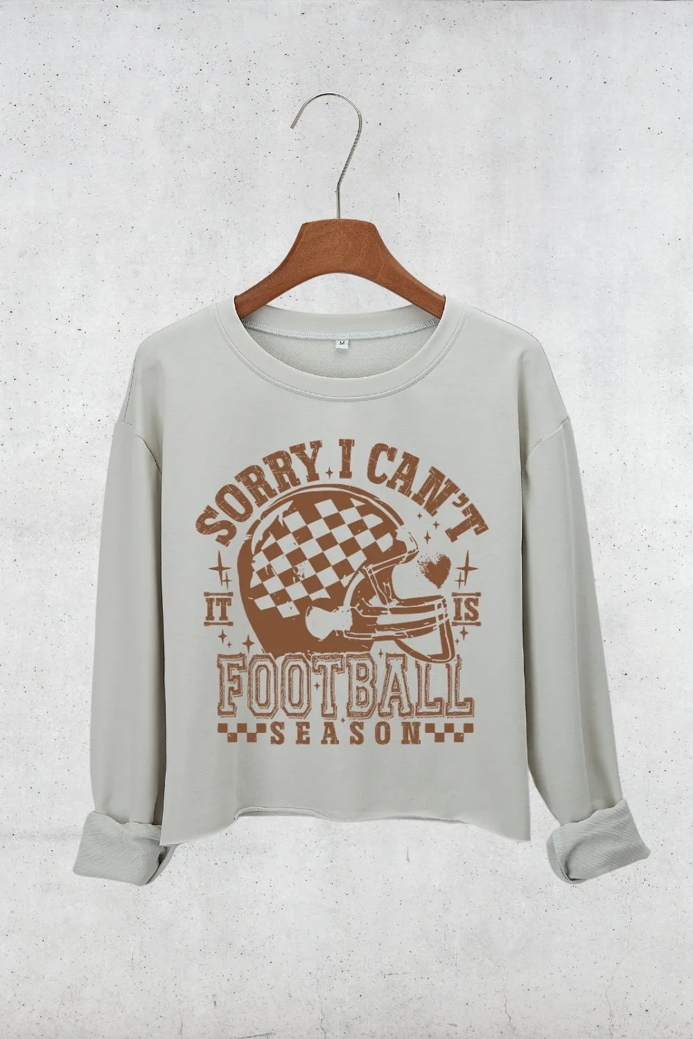Sorry I Can't It Is Football Season Crop Sweatshirt For Women sold by Fancy Tees product image thumbnail 2