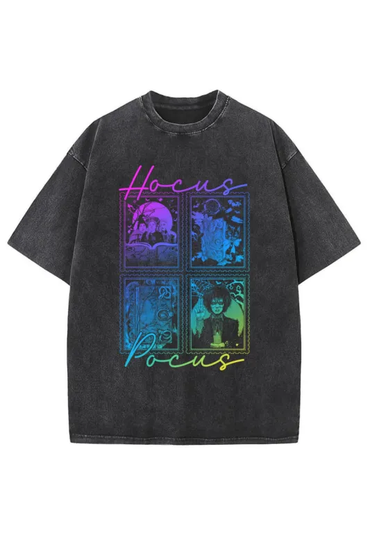 Neon Hocus Pocus Witches Halloween Washed Tee sold by Fancy Tees