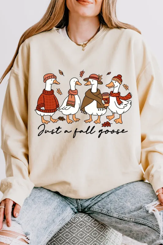 Just A Fall Goose Autumn Sweatshirt For Women sold by Fancy Tees