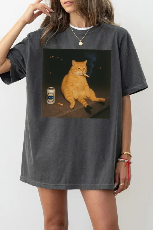 Funny Smoking Cat Meme Tee For Women sold by Fancy Tees