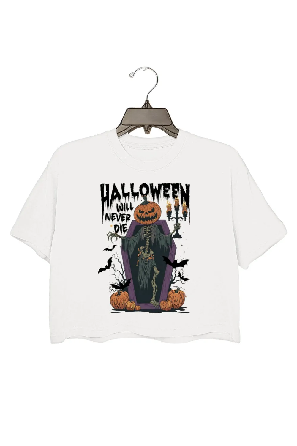 Halloween Will Never Die Crop Top For Women sold by Fancy Tees product image thumbnail 2