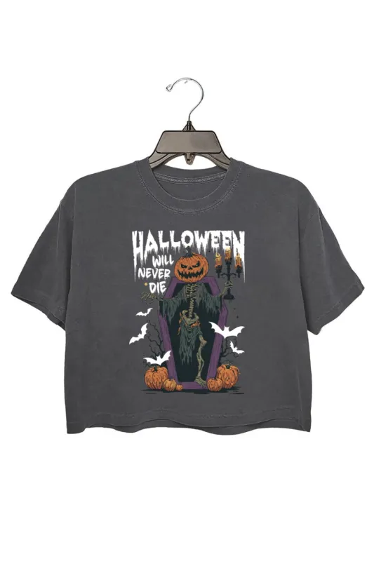 Halloween Will Never Die Crop Top For Women sold by Fancy Tees