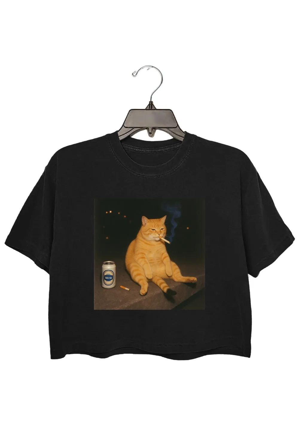 Funny Smoking Cat Meme Crop Top For Women sold by Fancy Tees product image thumbnail 3