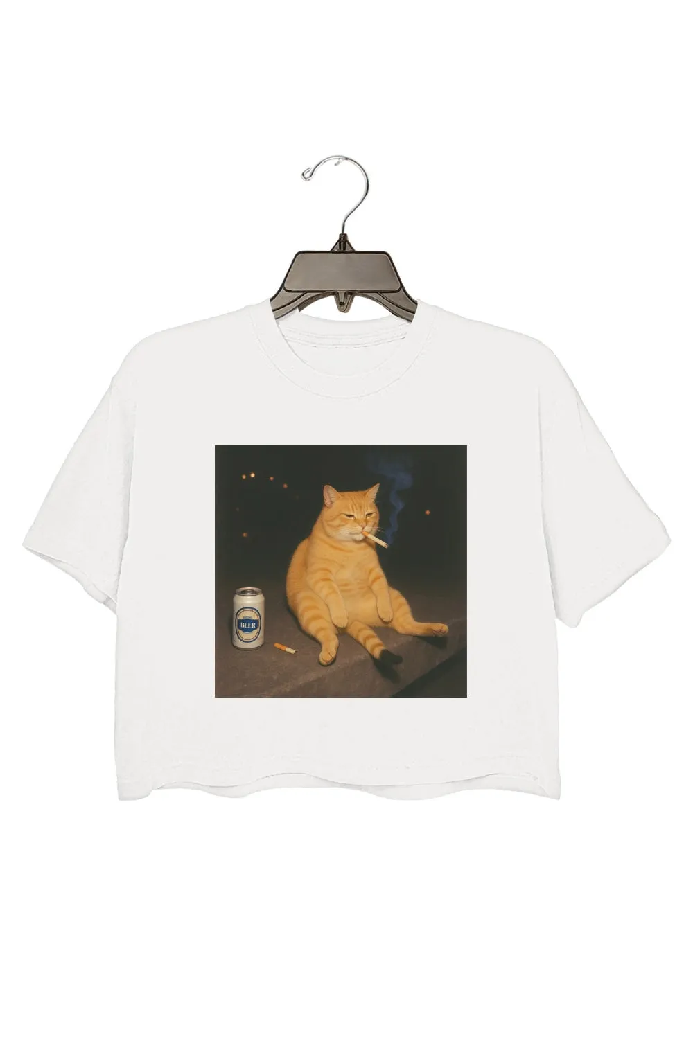 Funny Smoking Cat Meme Crop Top For Women sold by Fancy Tees product image thumbnail 2