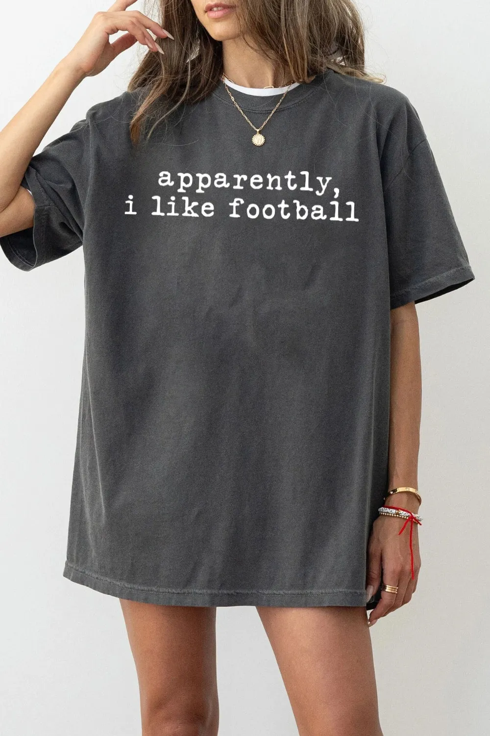Apparently I Like Football Trendy Football Tee For Women sold by Fancy Tees