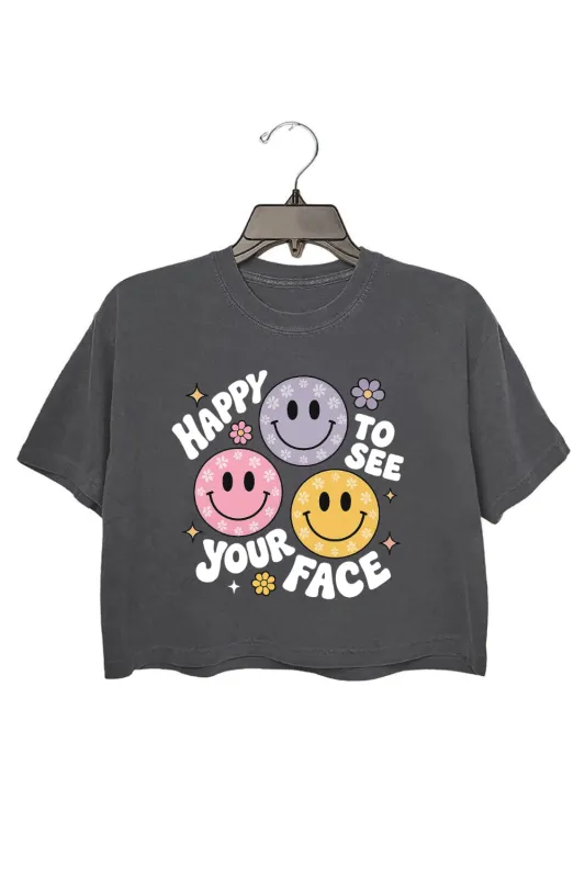Happy To See Your Face Teacher Crop Top For Women sold by Fancy Tees
