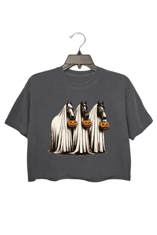 Halloween Spooky Horse Crop Top For Women sold by Fancy Tees