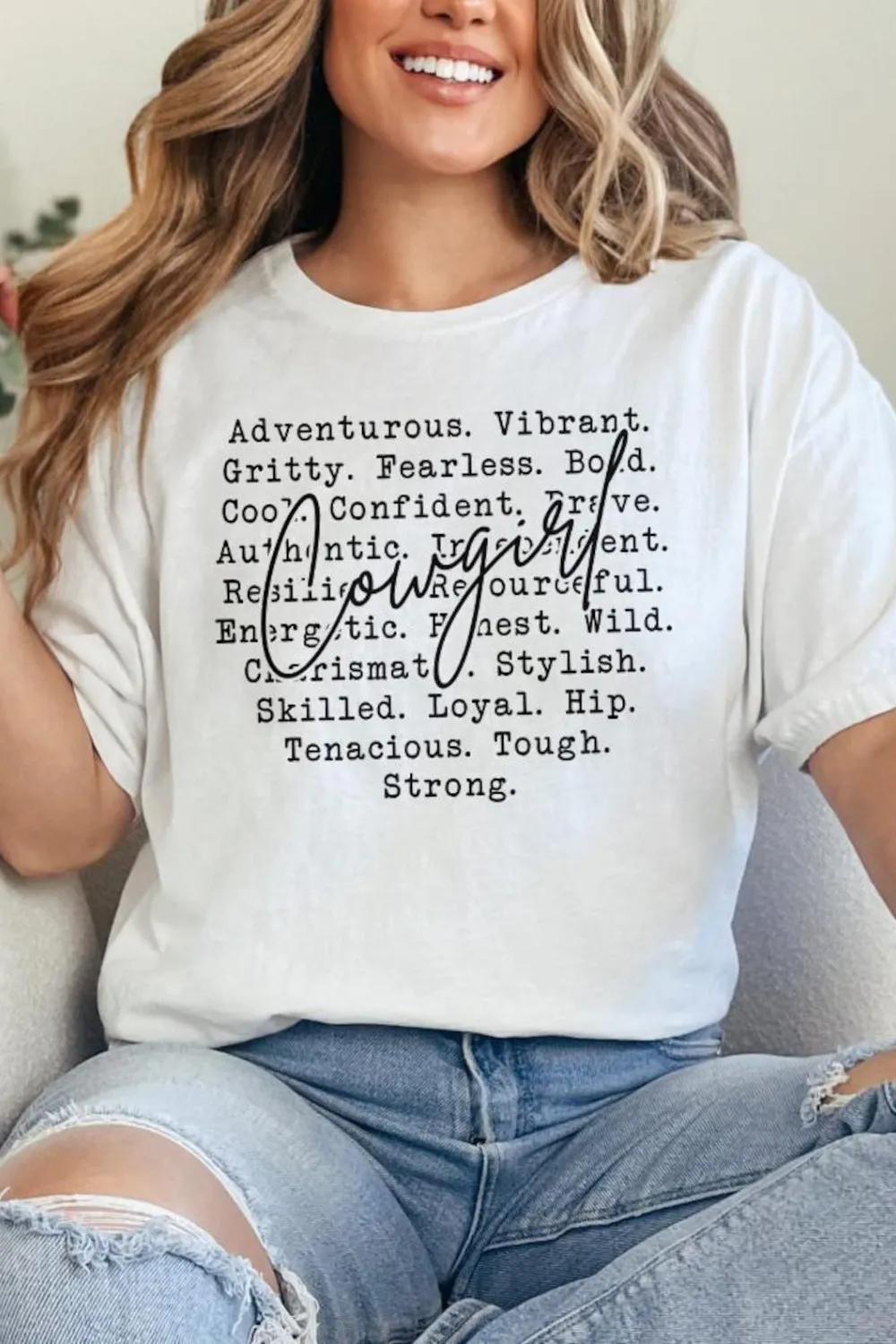 Western Cowgirl Words Tee For Women sold by Fancy Tees product image thumbnail 3