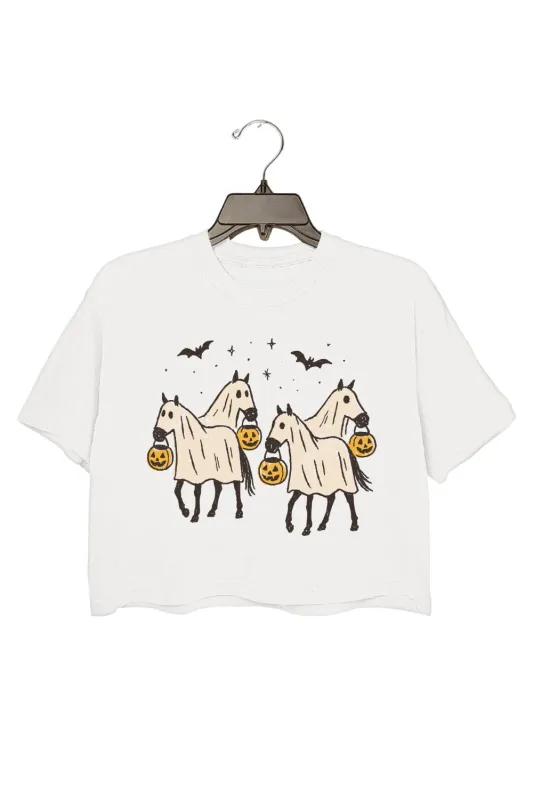 Cowboy Ghost Horse Crop Top For Women sold by Fancy Tees