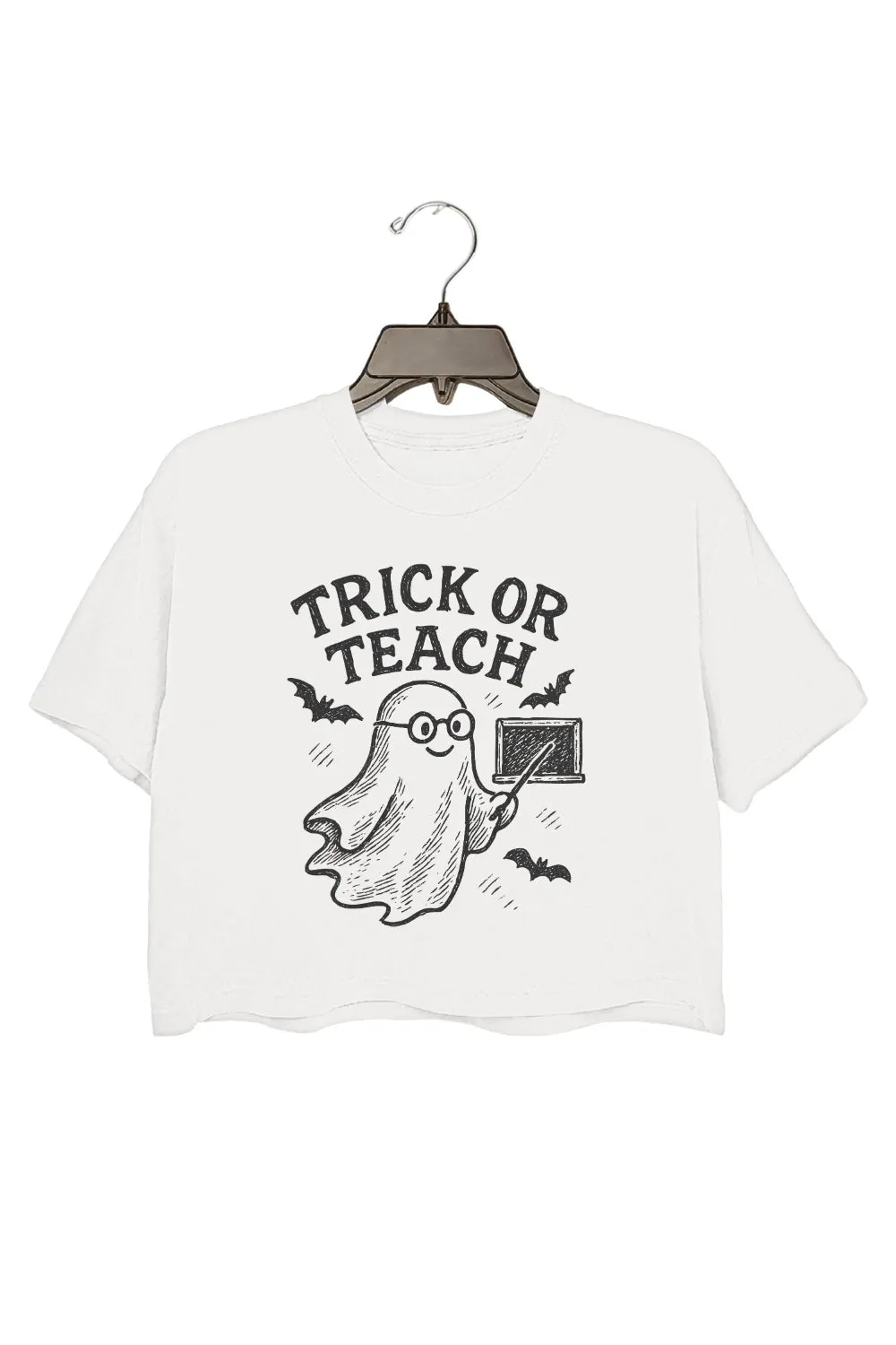 Trick Or Teach Ghost Teacher Crop Top For Women sold by Fancy Tees