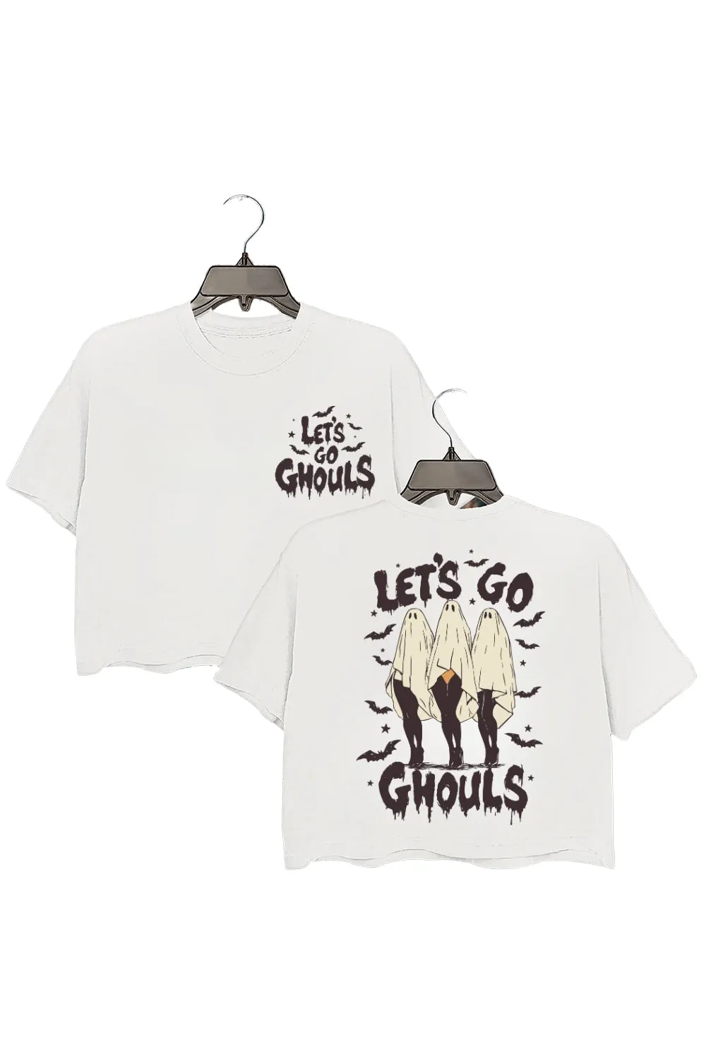 Lets Go Ghouls Girly Ghost Halloween Crop Top For Women sold by Fancy Tees