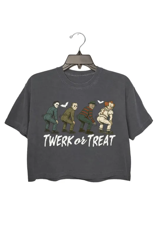 Funny Halloween Twerk Or Treat Crop Top For Women sold by Fancy Tees