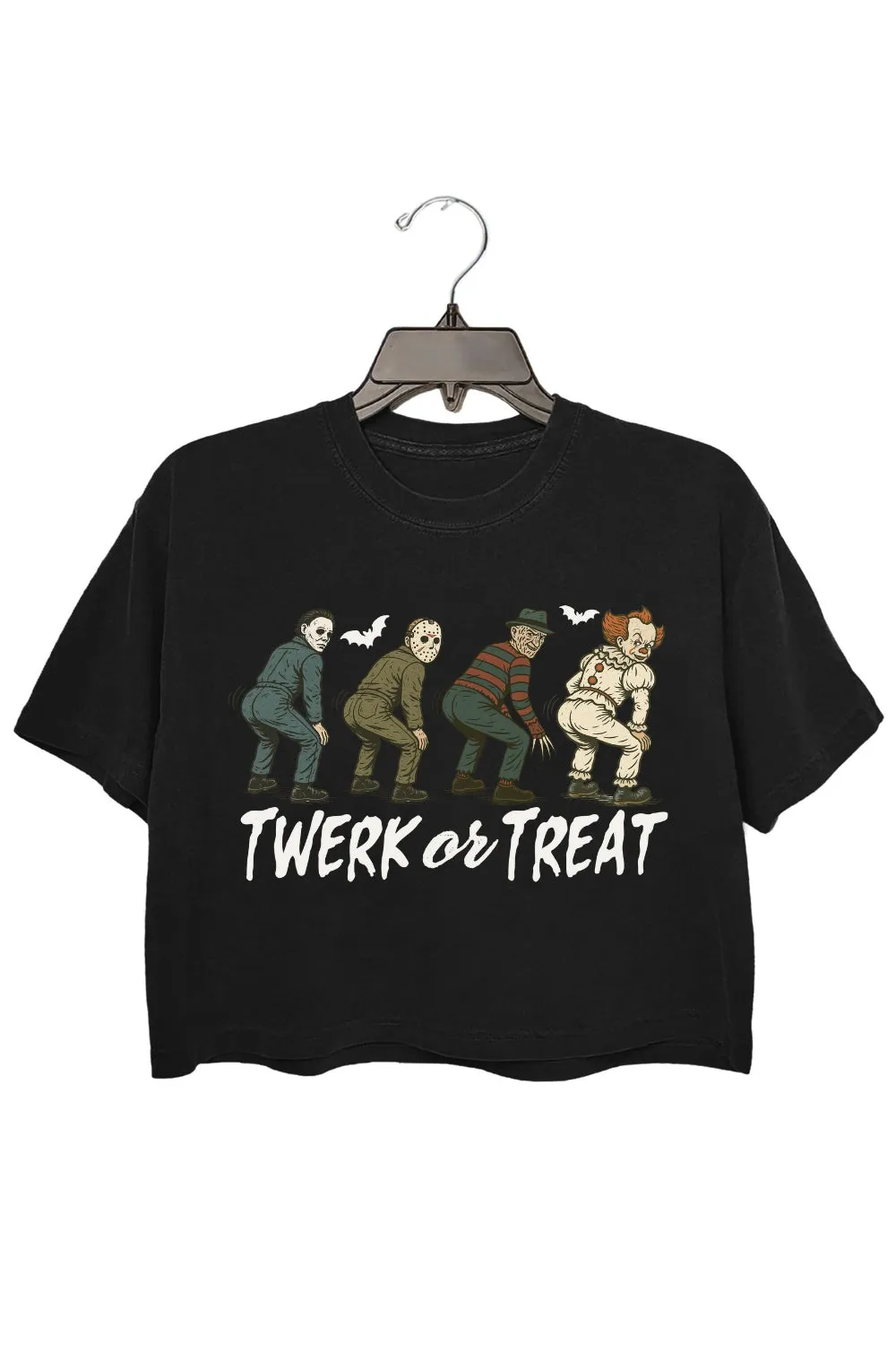 Funny Halloween Twerk Or Treat Crop Top For Women sold by Fancy Tees product image thumbnail 3