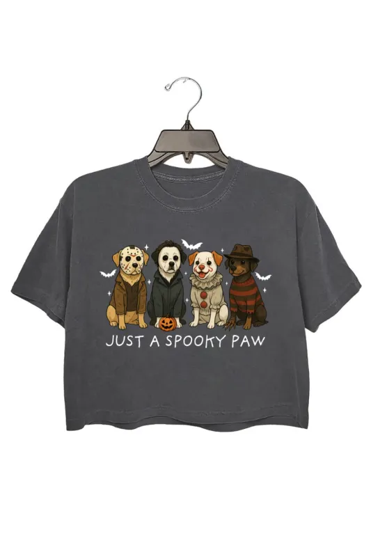 Just A Spooky Paw Halloween Dogs Crop Top For Women sold by Fancy Tees
