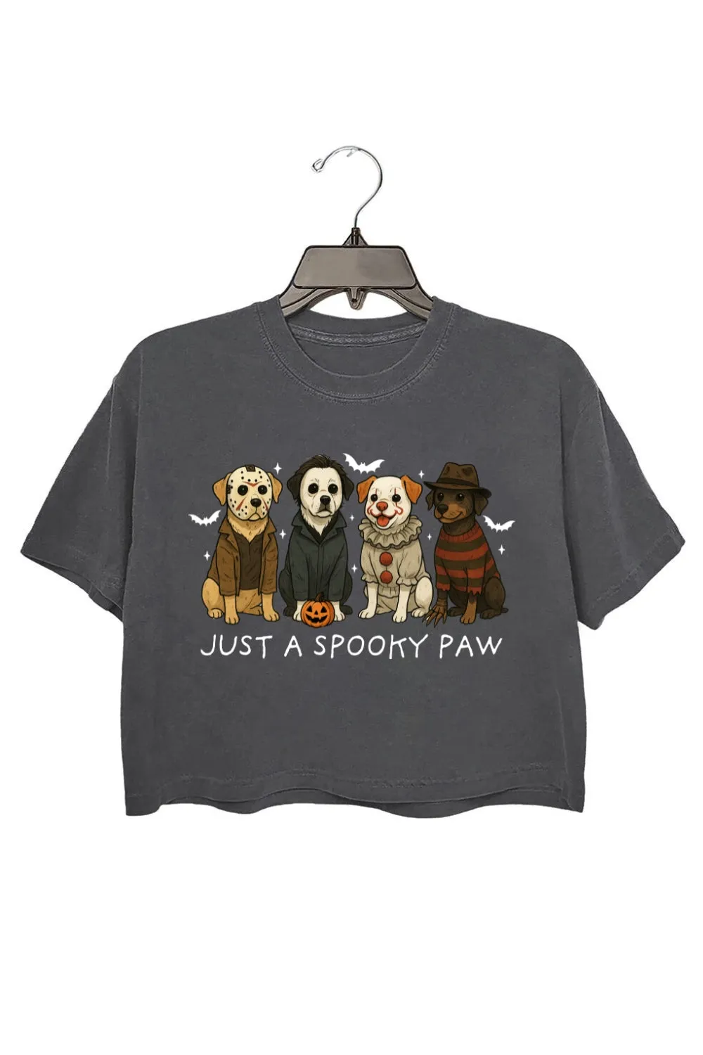 Just A Spooky Paw Halloween Dogs Crop Top For Women sold by Fancy Tees